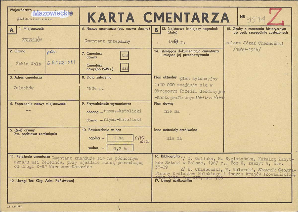 KC - Karta cmentarza, skan nr 1