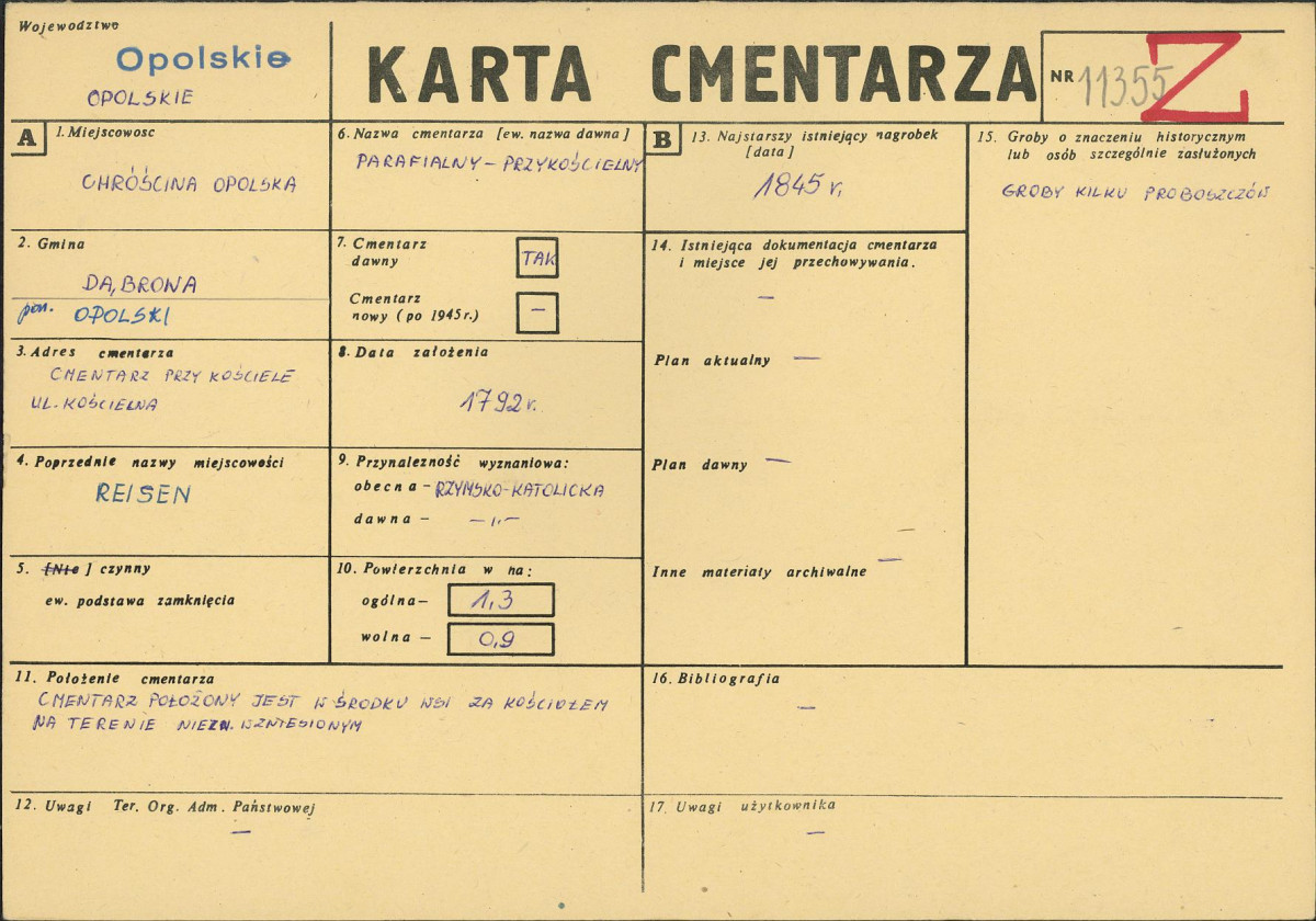 KC - Karta cmentarza, skan nr 1