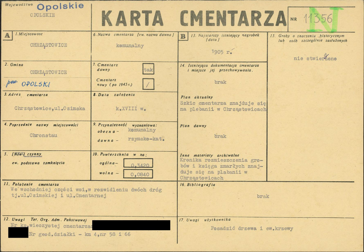 KC - Karta cmentarza, skan nr 1