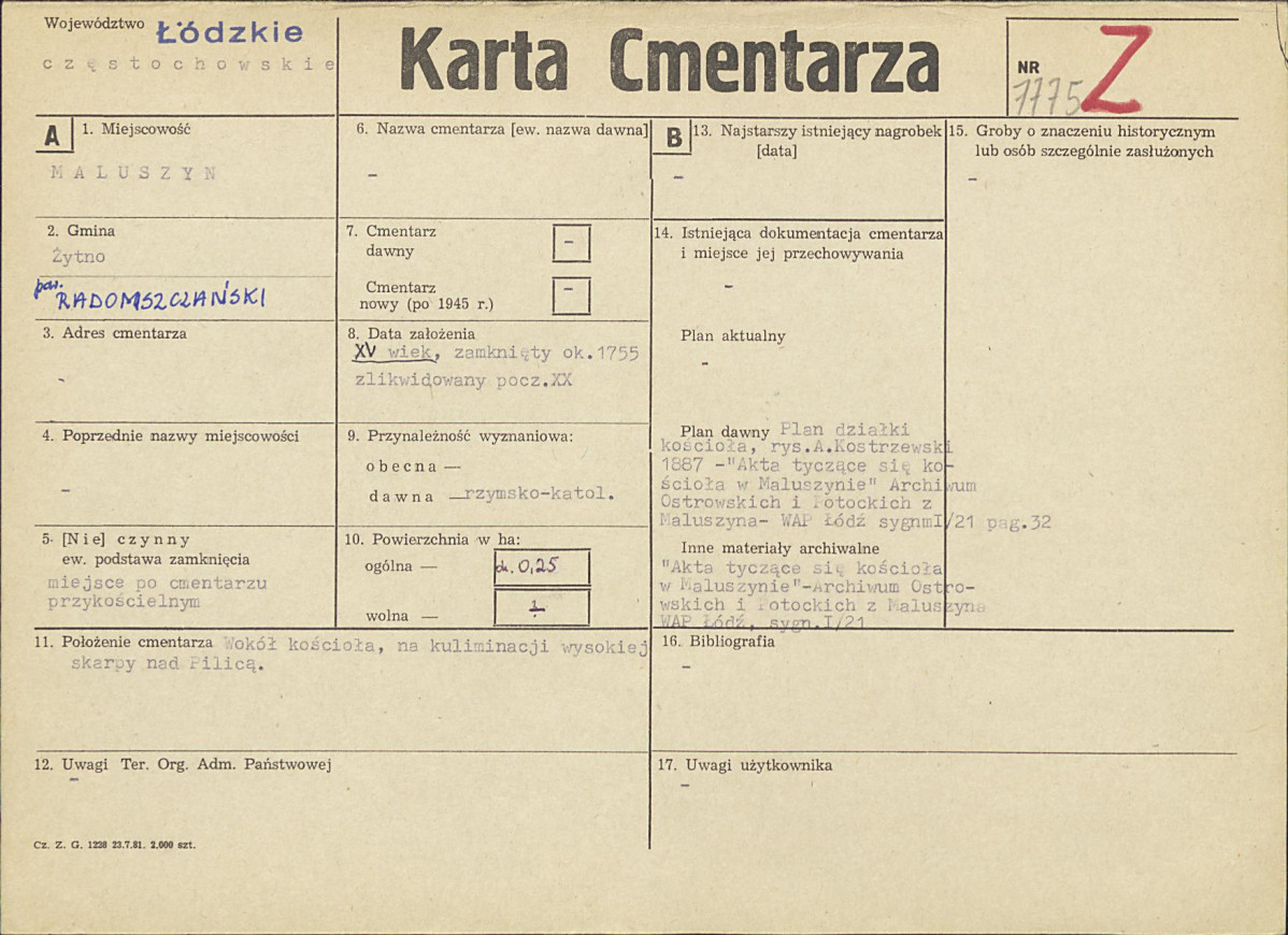 Karta cmentarza, skan nr 1