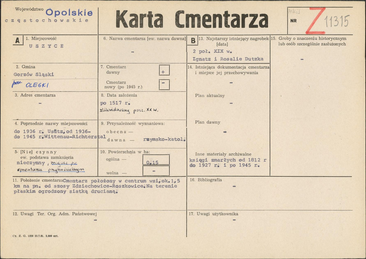 KC - Karta cmentarza, skan nr 1