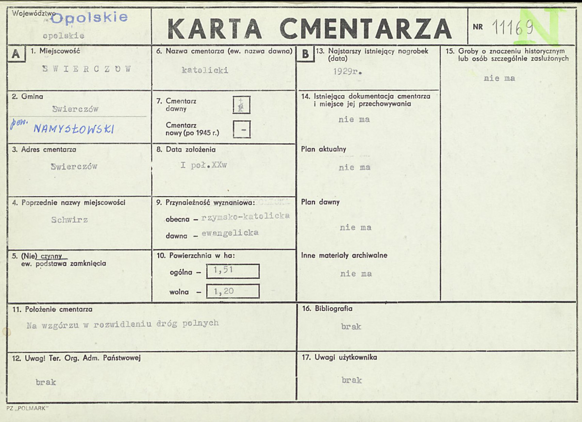 KC - Karta cmentarza, skan nr 1