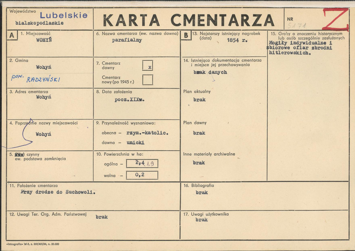 KC - Karta cmentarza, skan nr 1