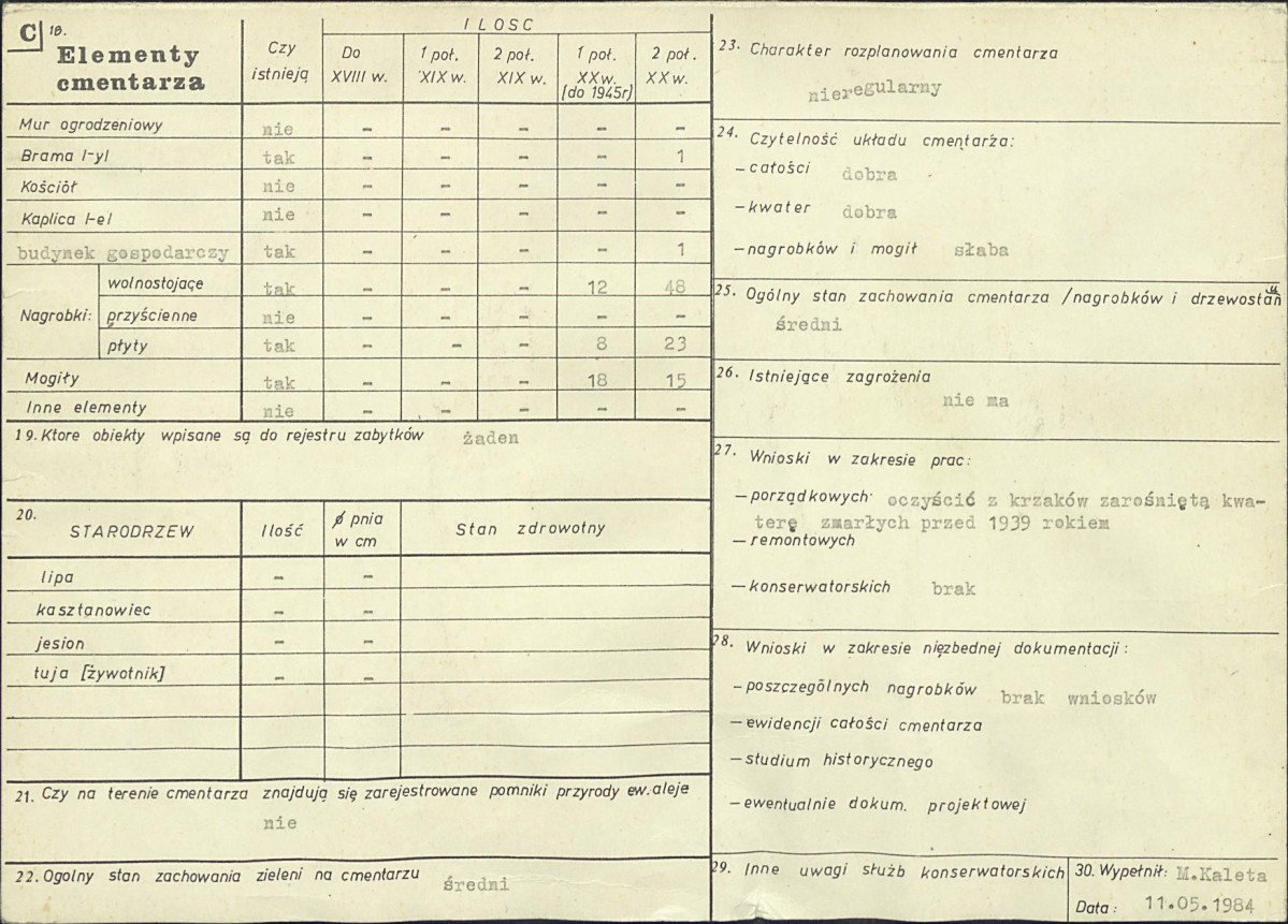 KC - Karta cmentarza, skan nr 2