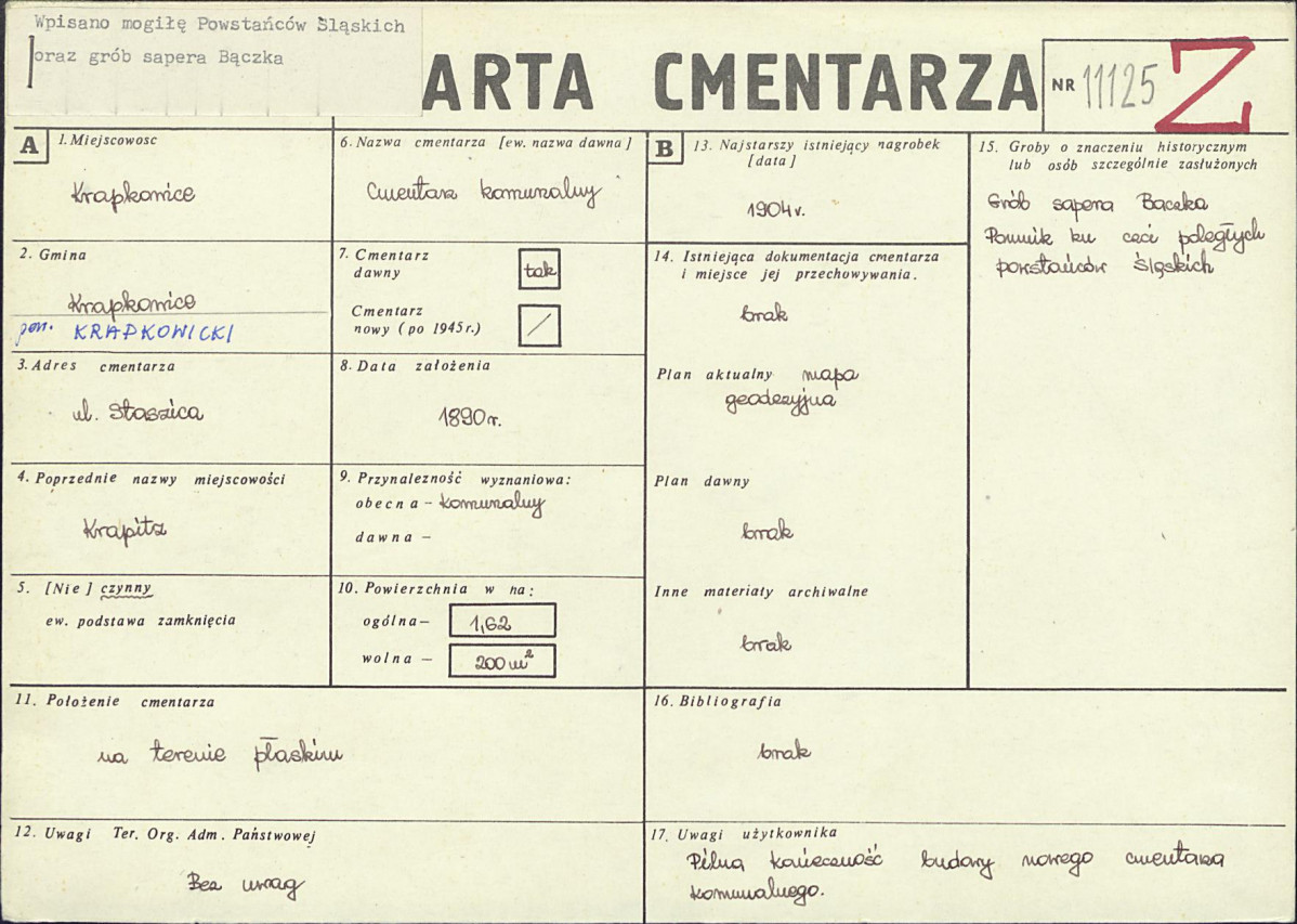 Karta cmentarza, skan nr 2