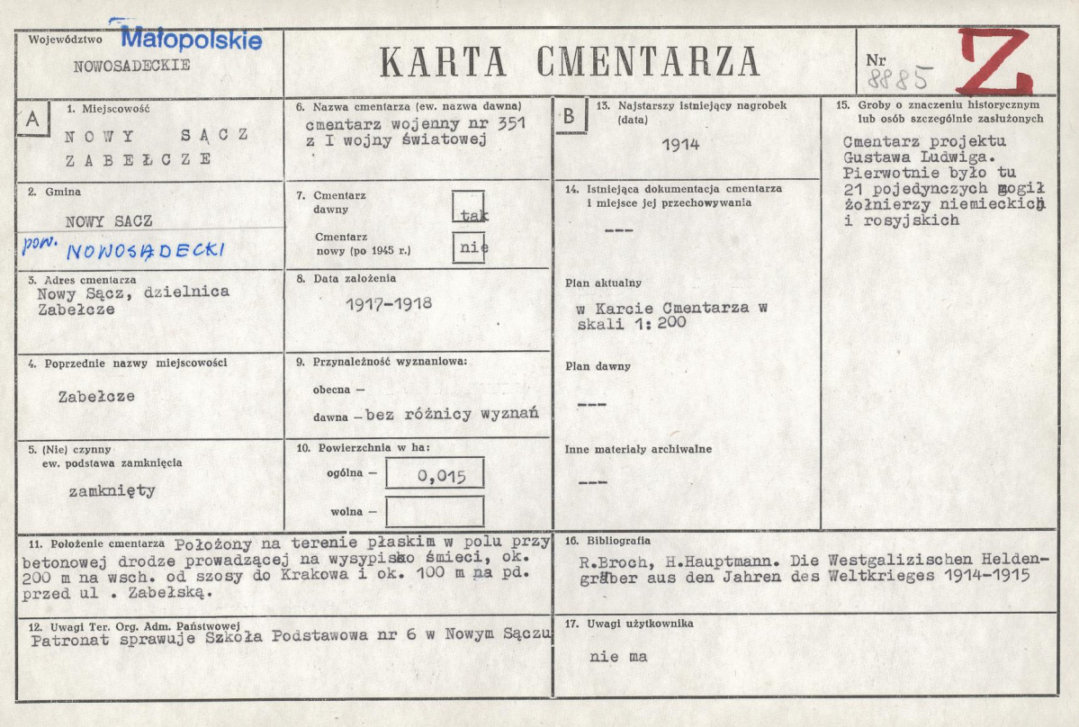 Karta cmentarza, skan nr 1