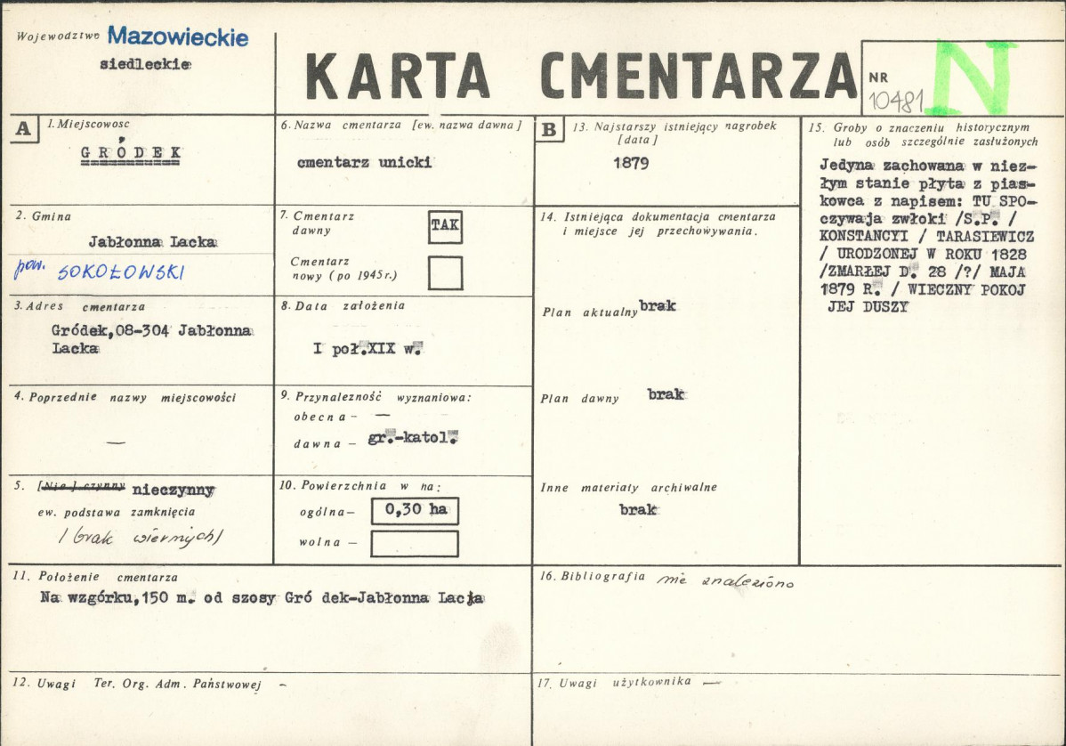 Karta cmentarza, skan nr 1