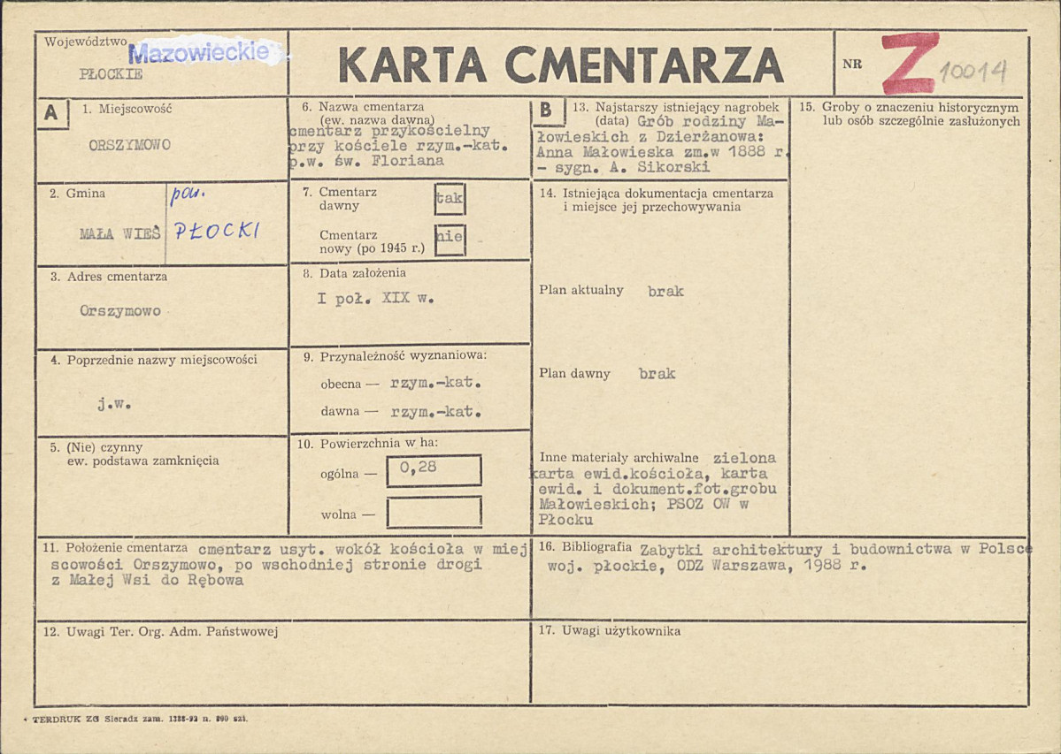 Karta cmentarza, skan nr 1
