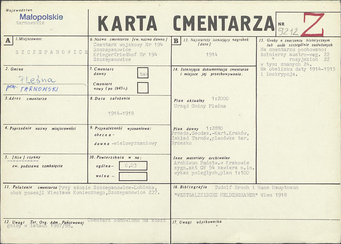 Karta cmentarza, skan nr 1