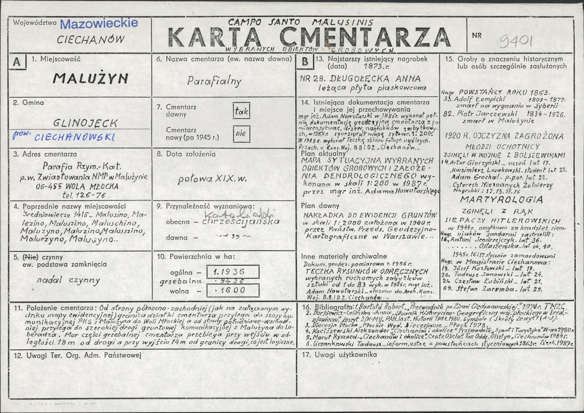 Karta cmentarza, skan nr 1