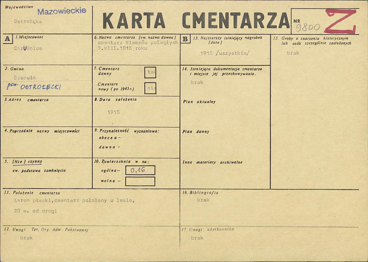 KC - Karta cmentarza, skan nr 1