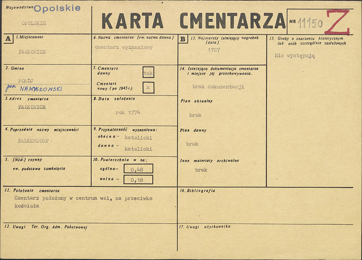 KC - Karta cmentarza, skan nr 1