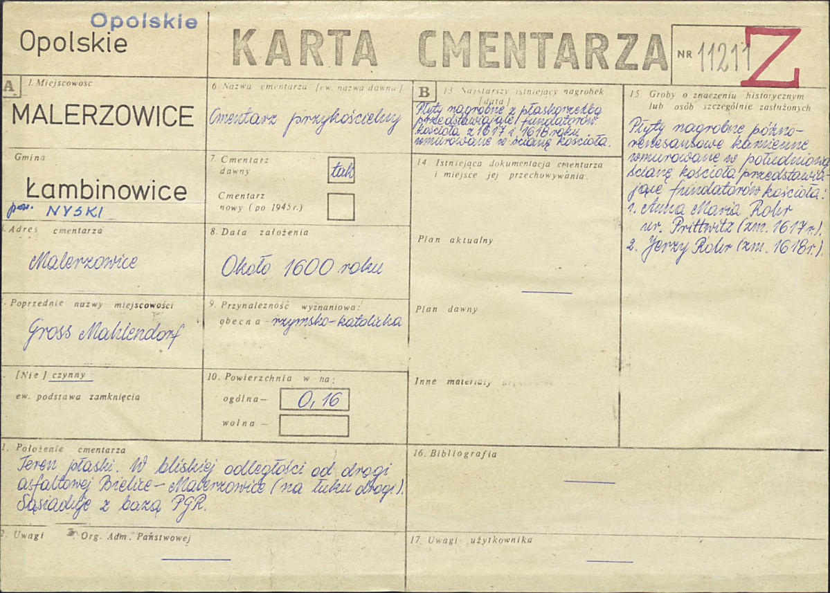 KC - Karta cmentarza, skan nr 1