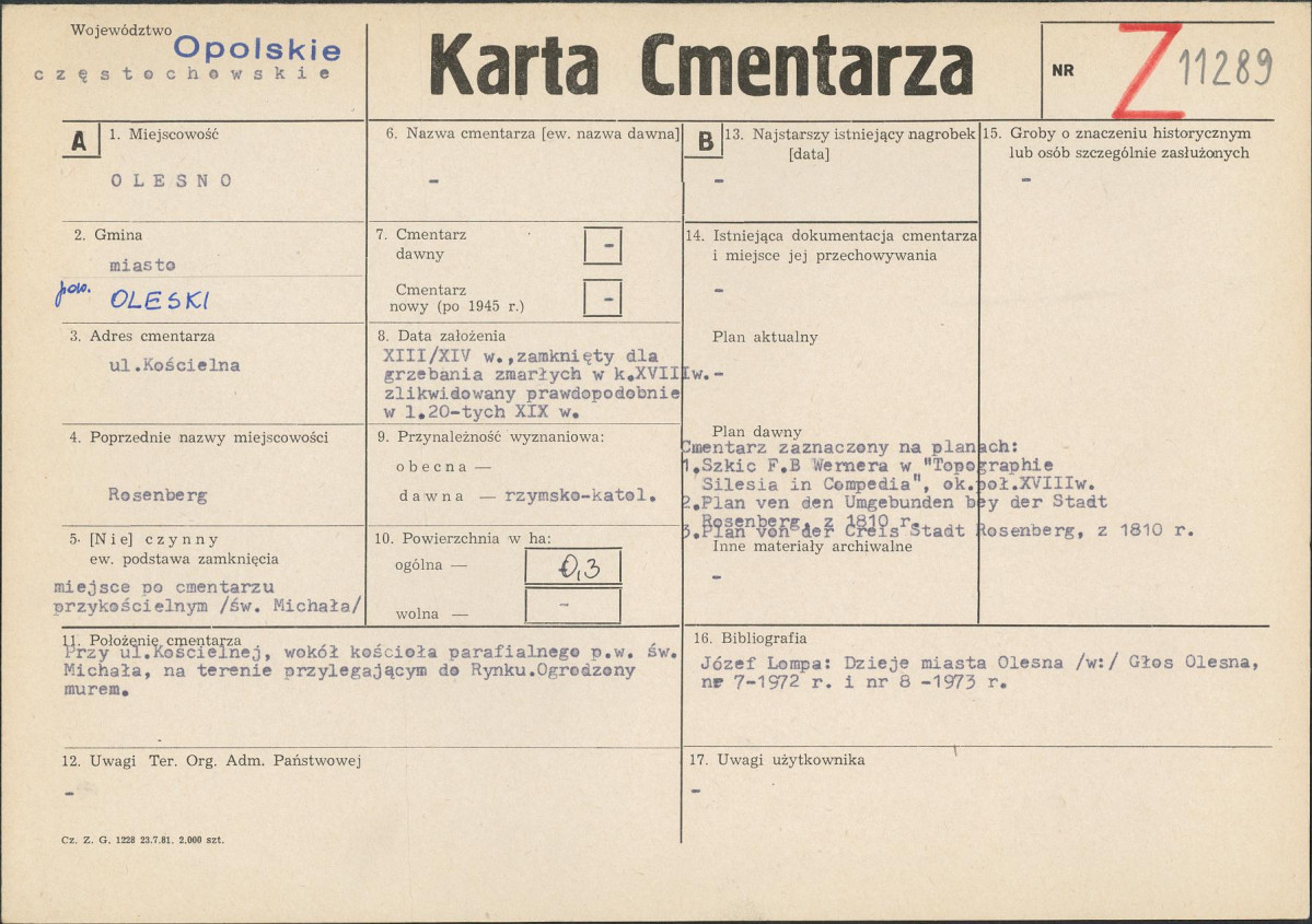 KC - Karta cmentarza, skan nr 1