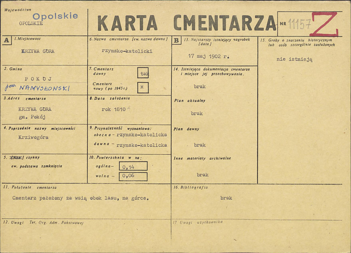 KC - Karta cmentarza, skan nr 1