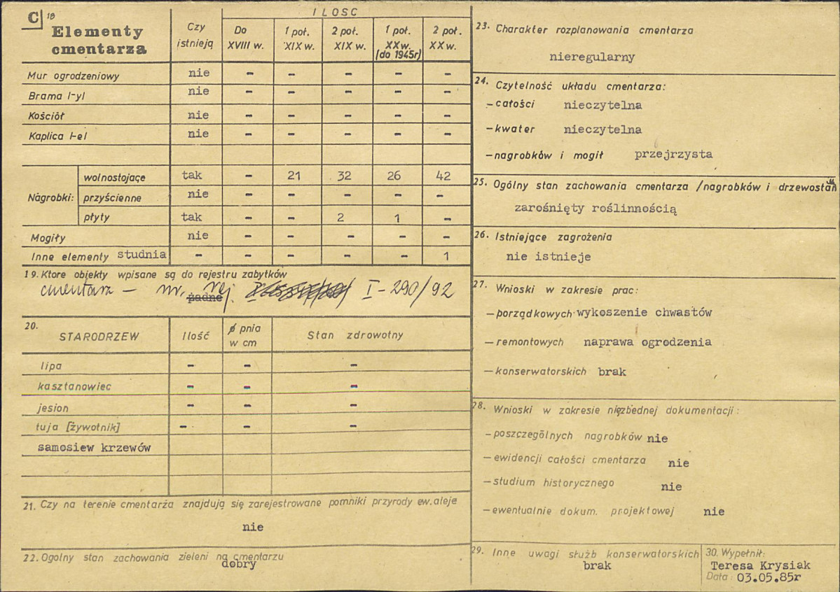 KC - Karta cmentarza, skan nr 2