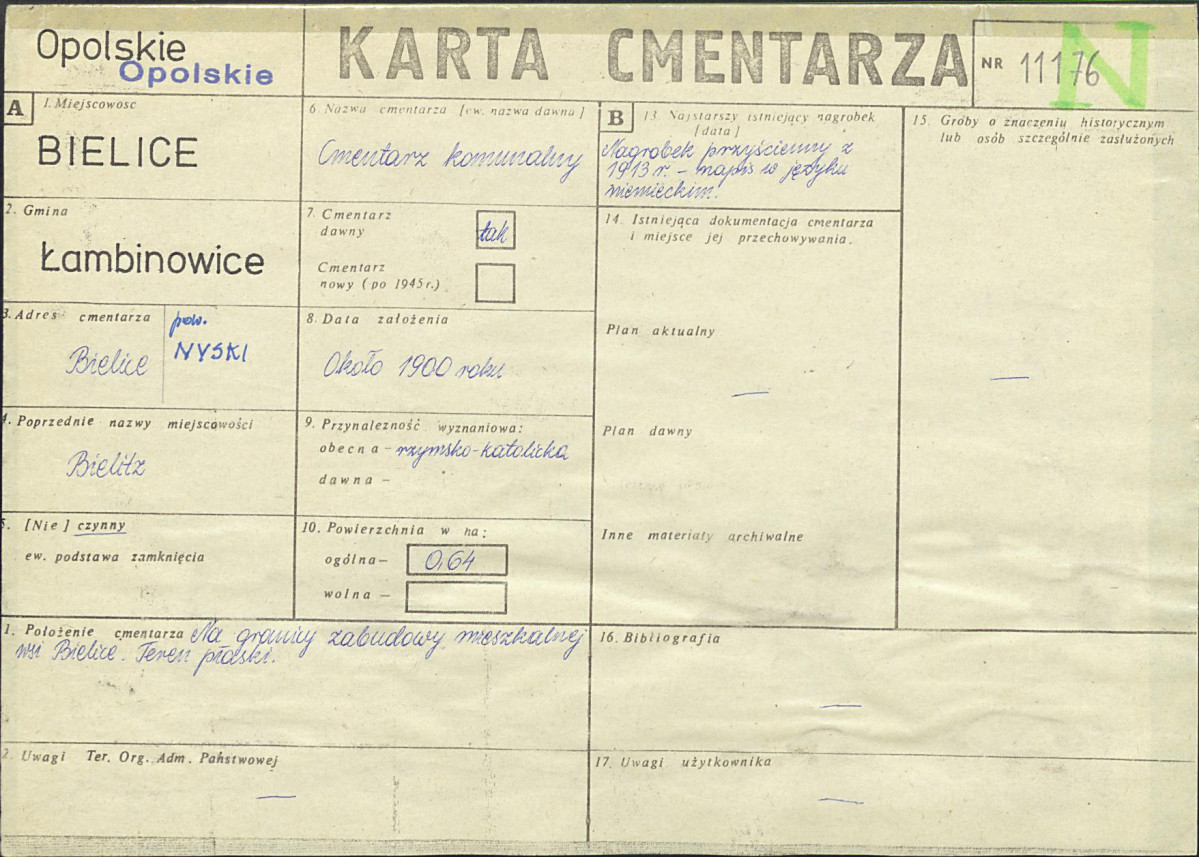 KC - Karta cmentarza, skan nr 1