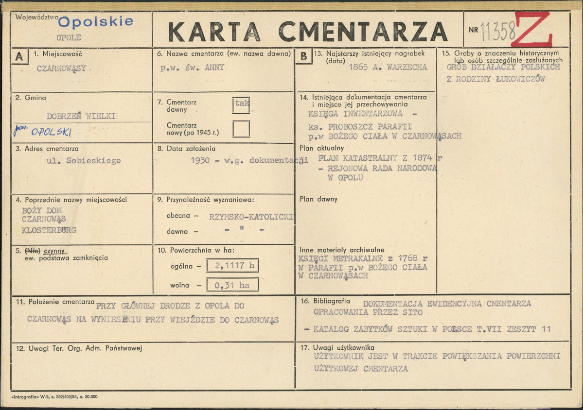 KC - Karta cmentarza, skan nr 1