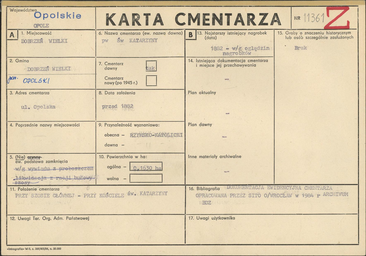 KC - Karta cmentarza, skan nr 1