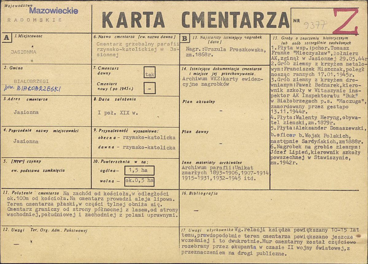 Karta cmentarza, skan nr 1