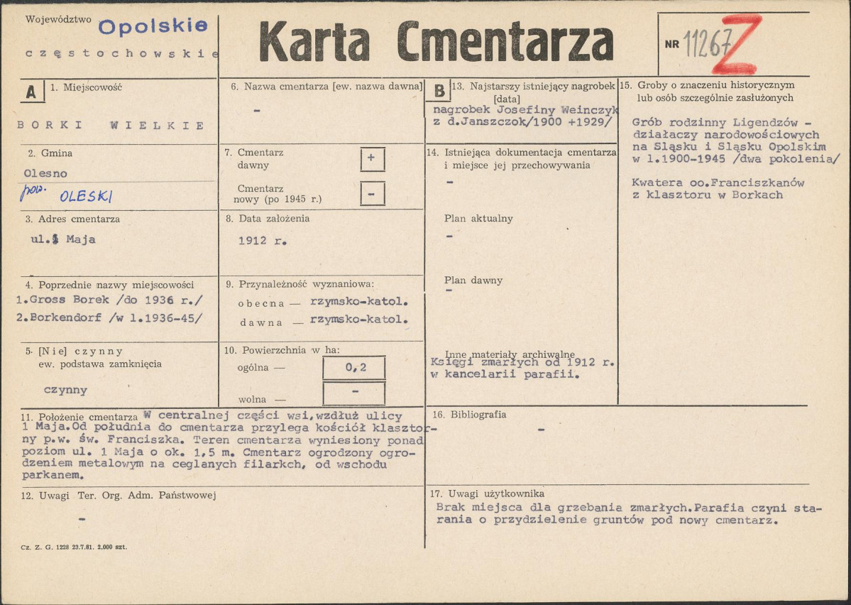 KC - Karta cmentarza, skan nr 1