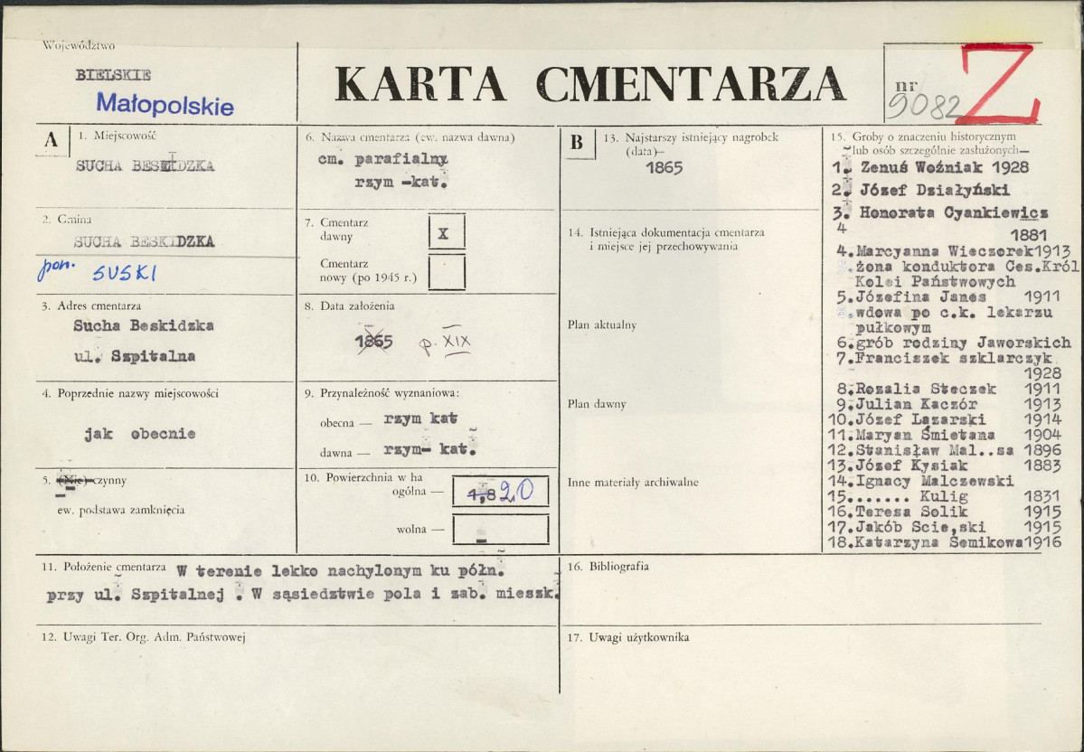 Karta cmentarza, skan nr 1