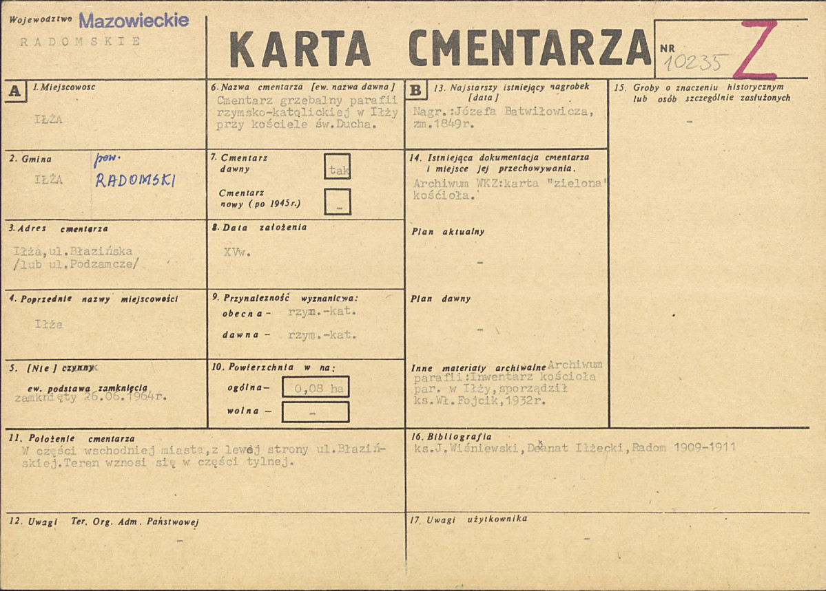 Karta cmentarza, skan nr 1