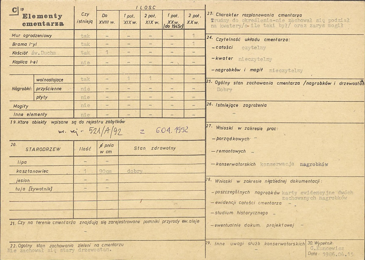 Karta cmentarza, skan nr 2