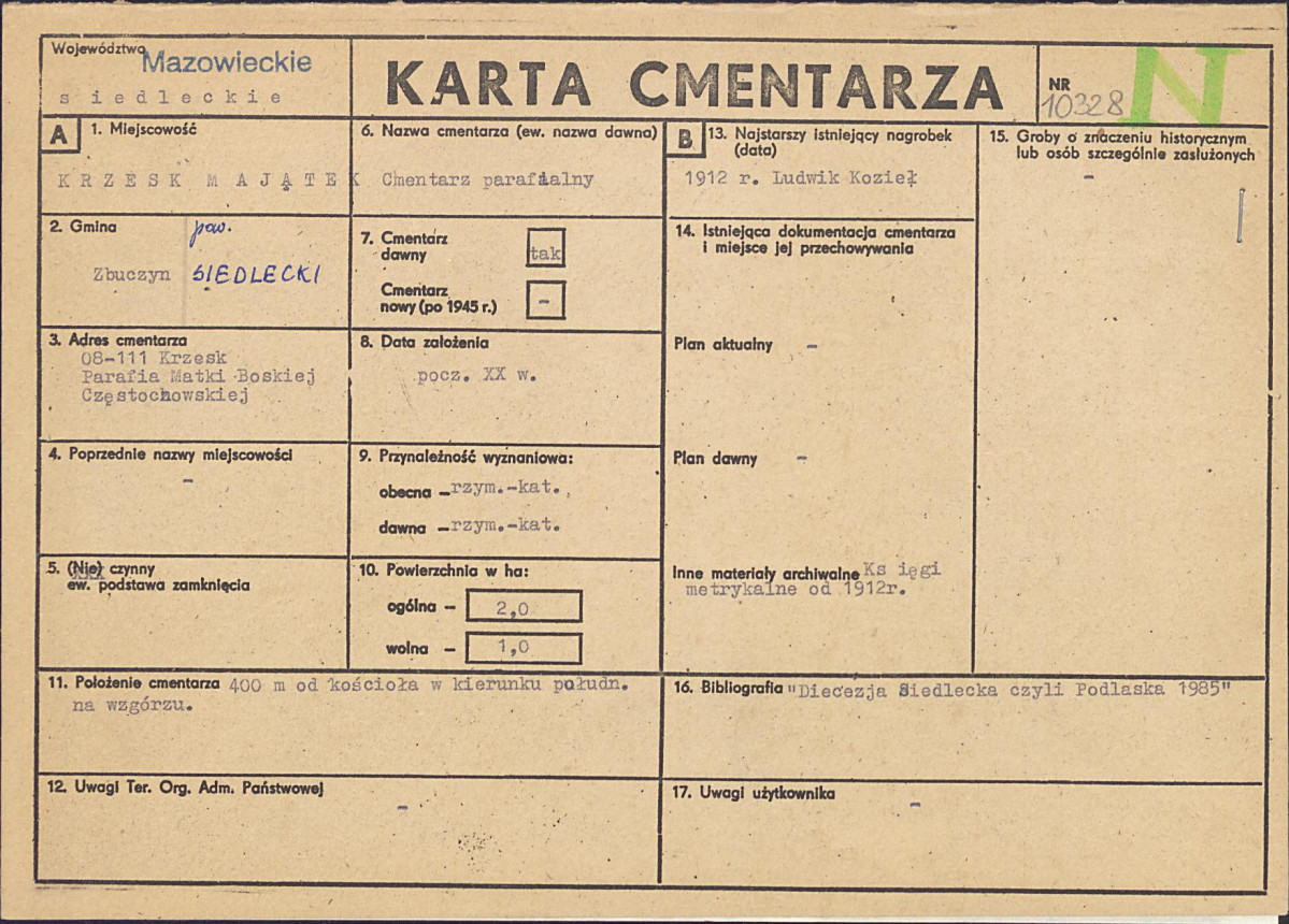 Karta cmentarza, skan nr 1