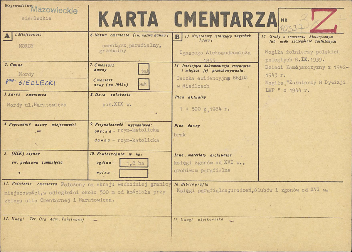 Karta cmentarza, skan nr 1