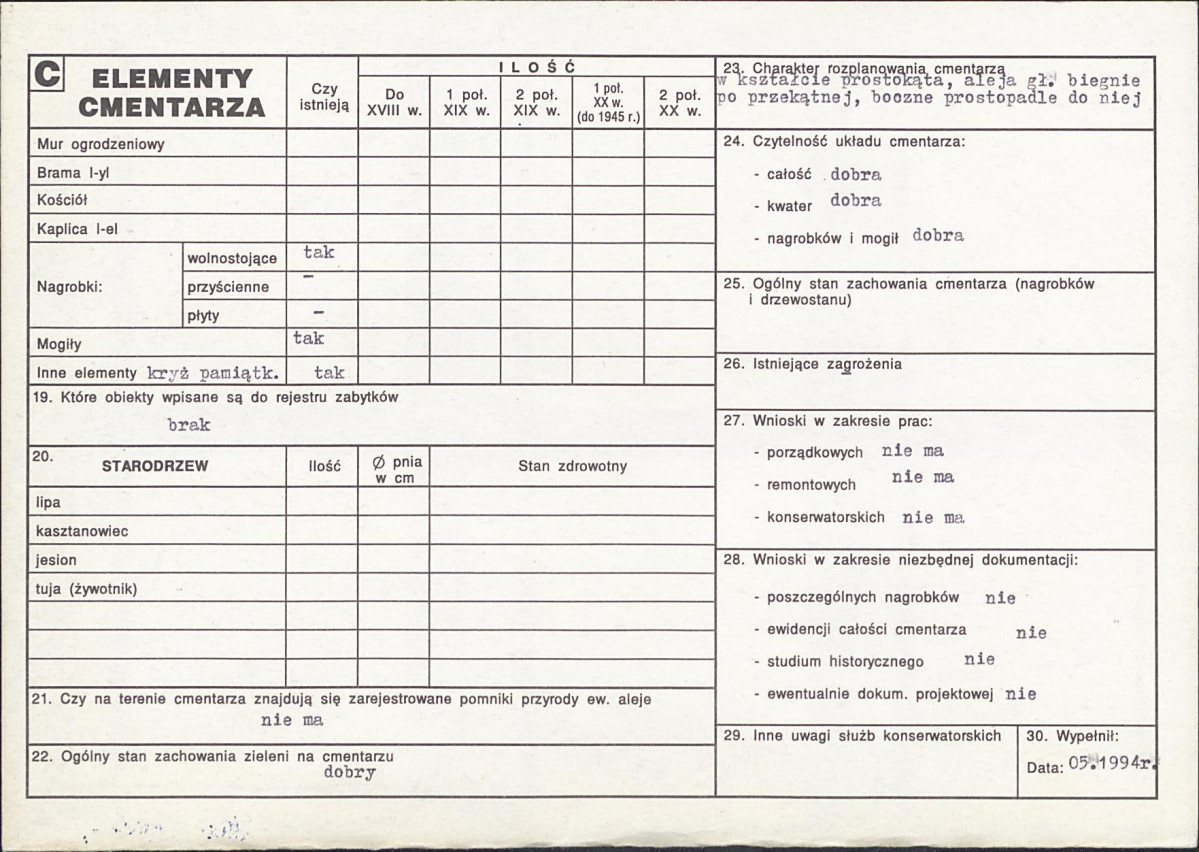 Karta cmentarza, skan nr 2