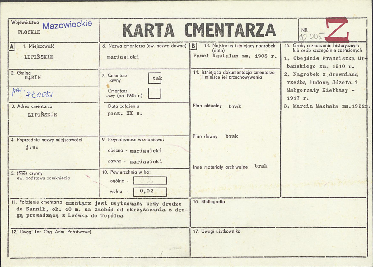 Karta cmentarza, skan nr 1