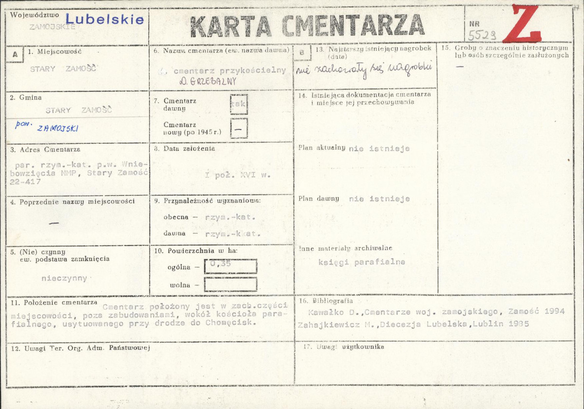 KC - Karta cmentarza, skan nr 1