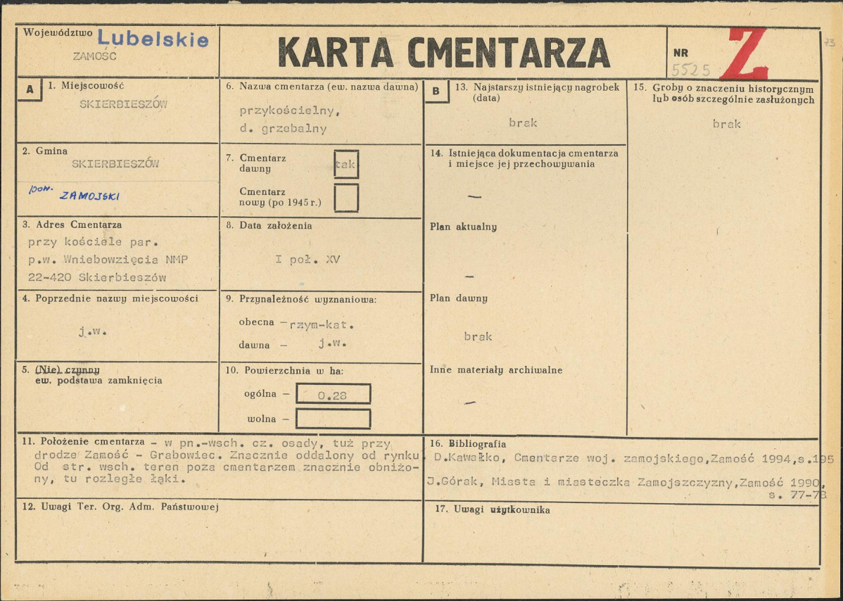 KC - Karta cmentarza, skan nr 1