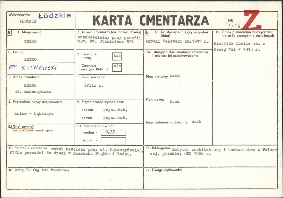 Karta cmentarza, skan nr 1