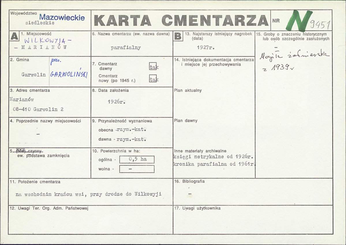 Karta cmentarza, skan nr 1