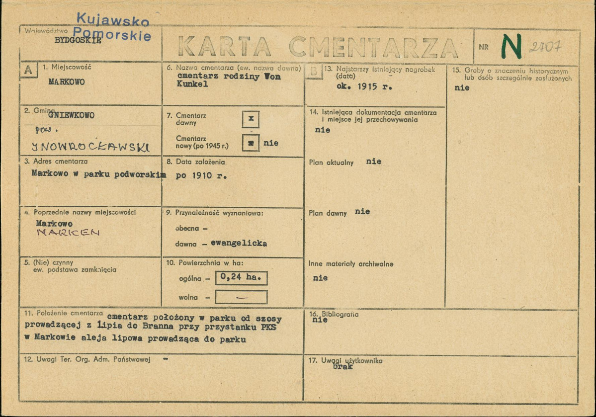 KC - Karta cmentarza, skan nr 1