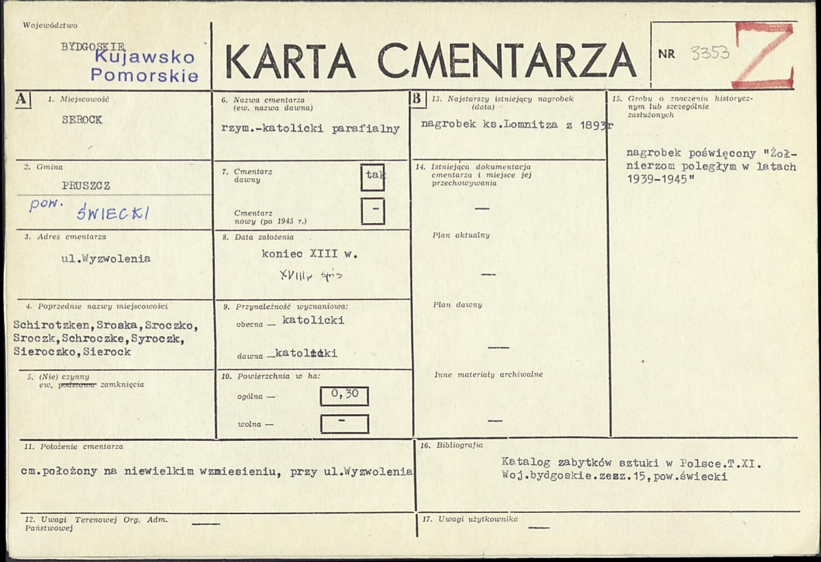 KC - Karta cmentarza, skan nr 1