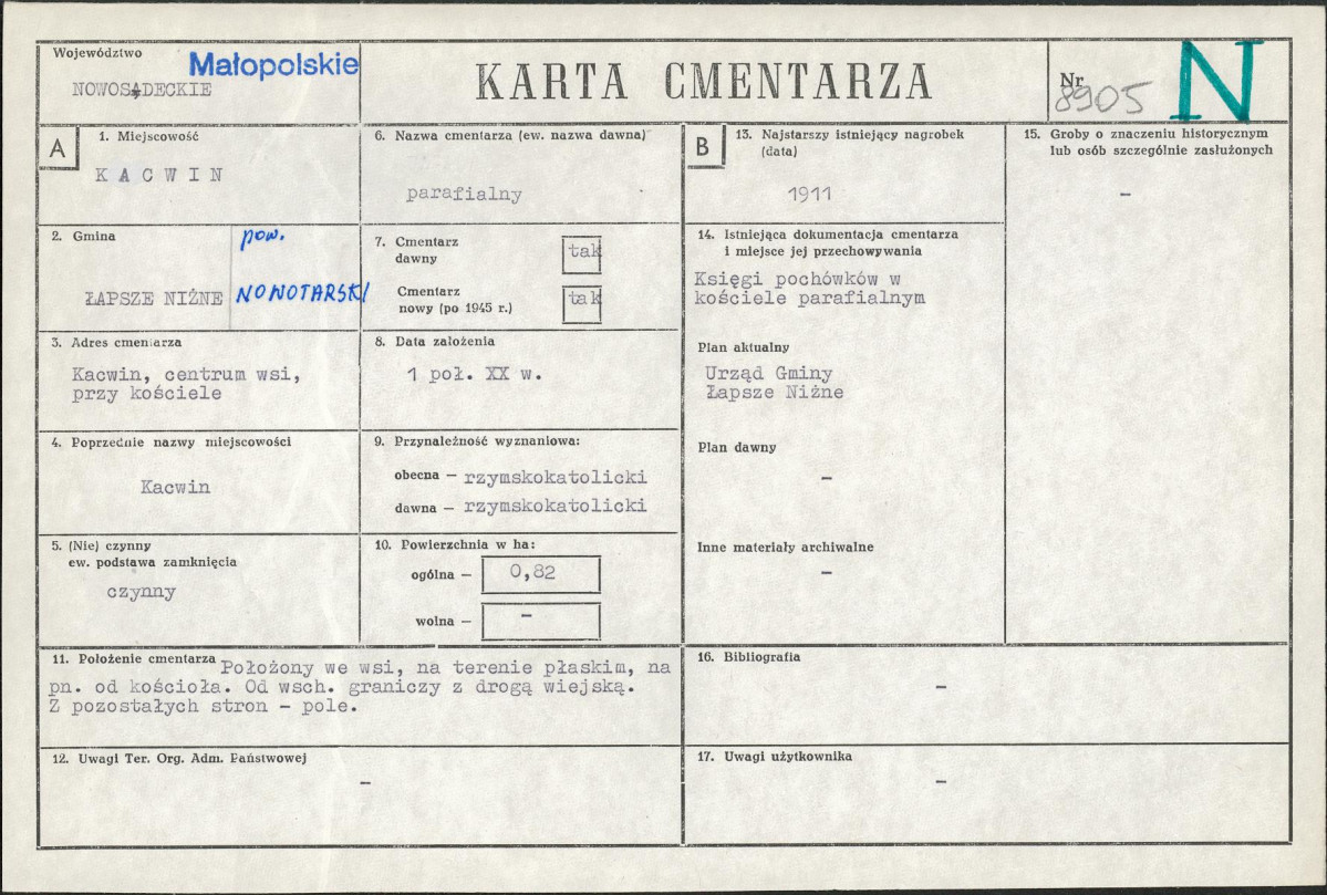Karta cmentarza, skan nr 1