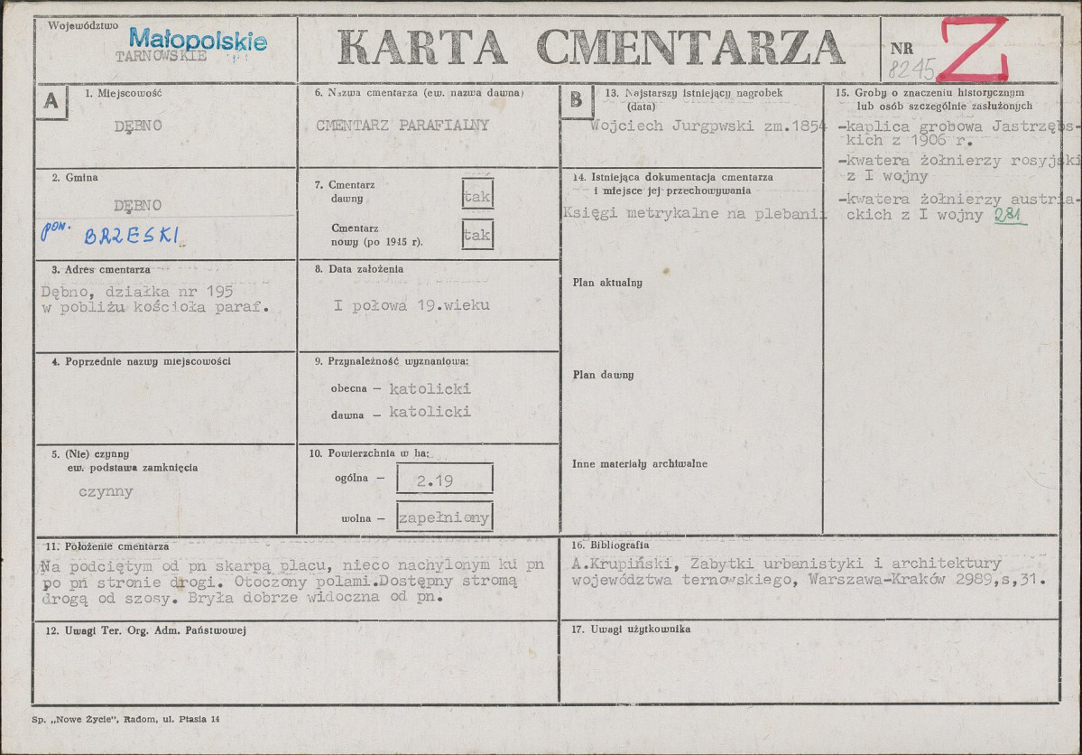 Karta cmentarza, skan nr 1