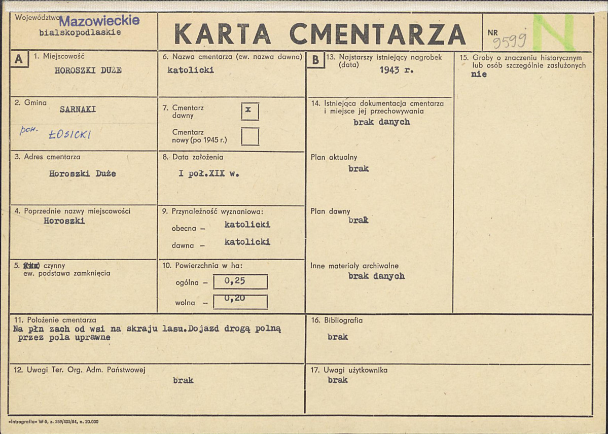 KC - Karta cmentarza, skan nr 1