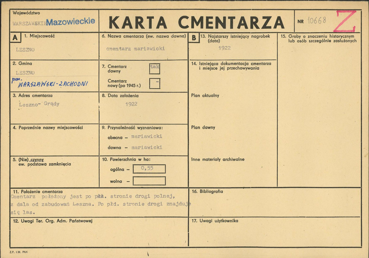 Karta cmentarza, skan nr 1