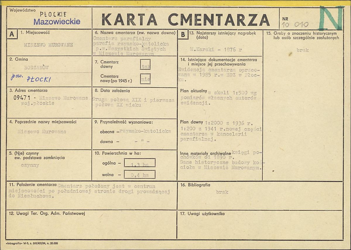 Karta cmentarza, skan nr 1