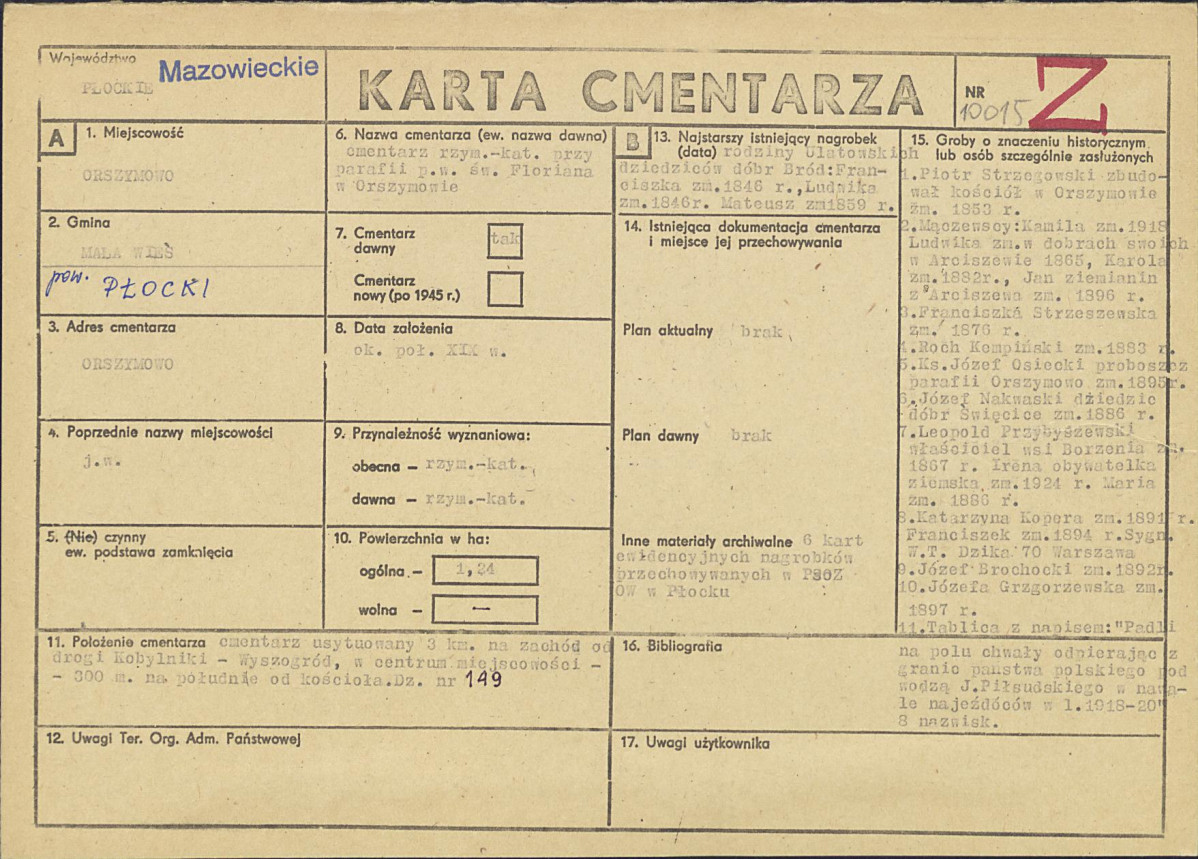 Karta cmentarza, skan nr 1