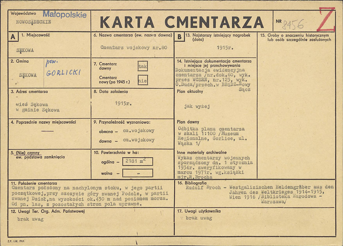 Karta cmentarza, skan nr 1
