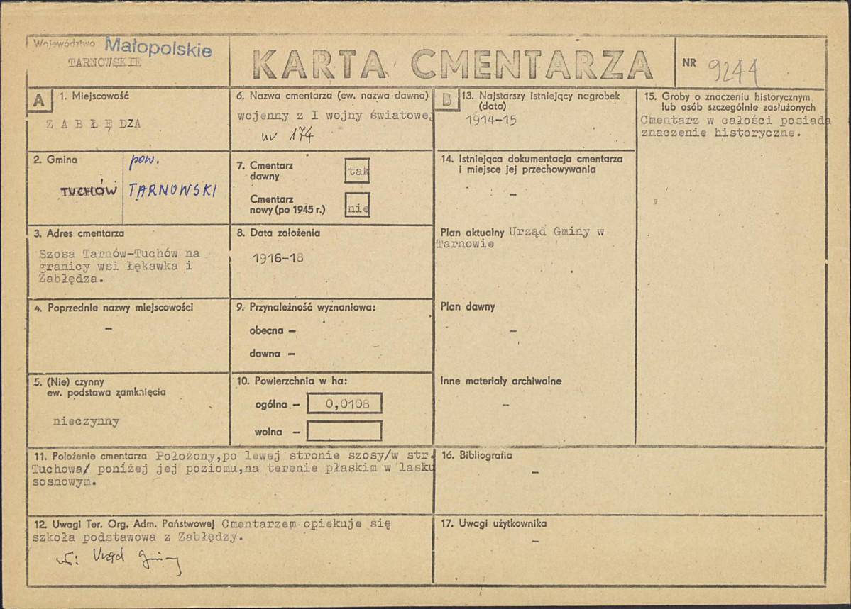Karta cmentarza, skan nr 1