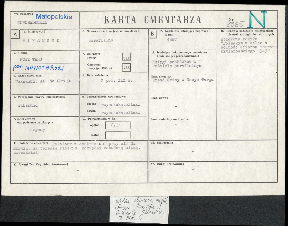 Karta cmentarza, skan nr 1
