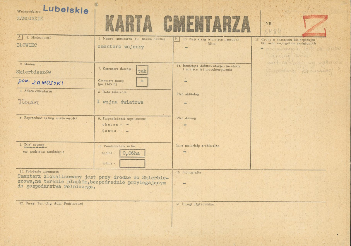 KC - Karta cmentarza, skan nr 1