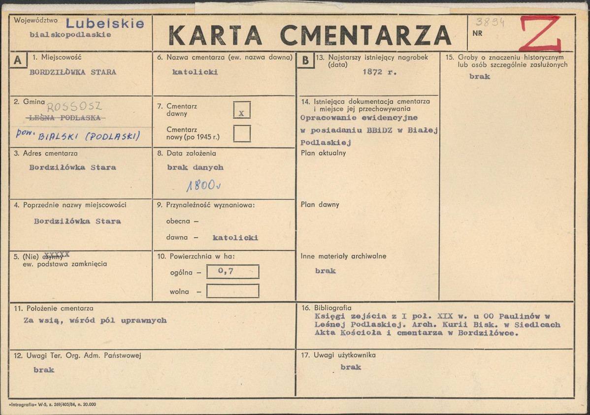 KC - Karta cmentarza, skan nr 1