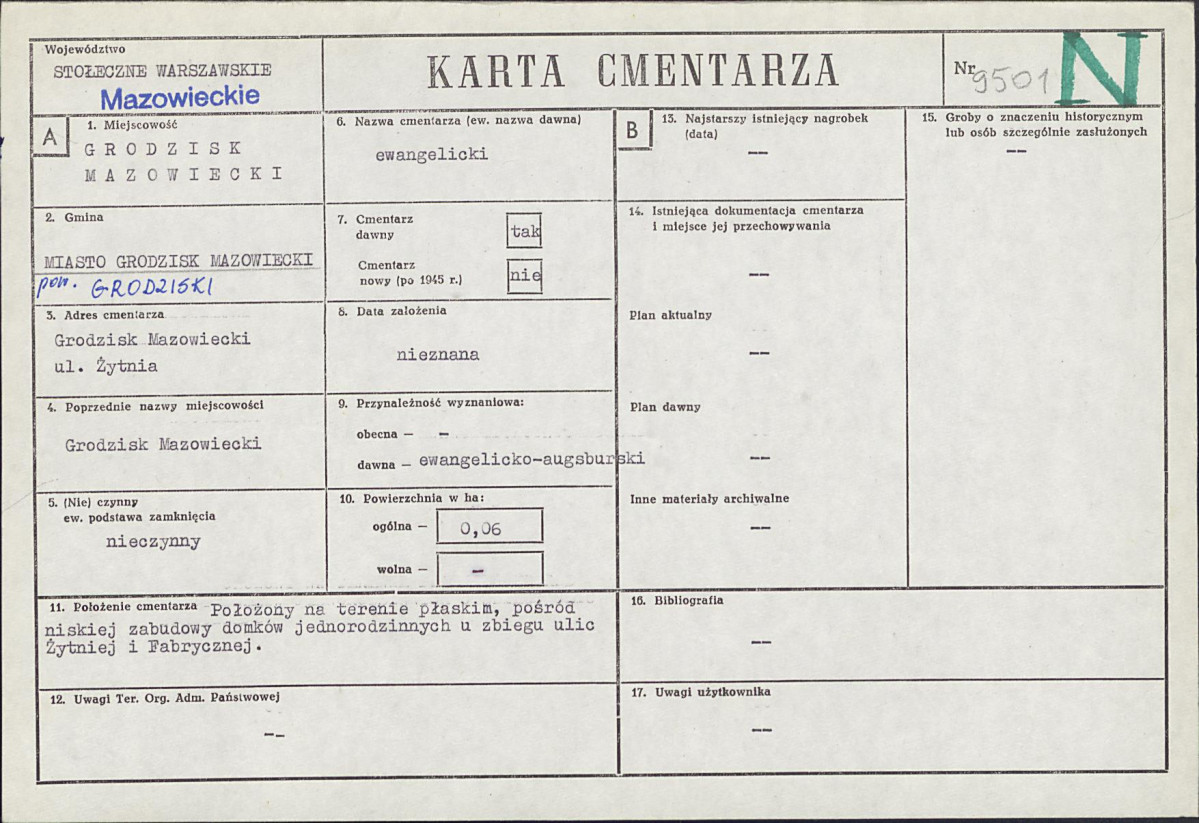 KC - Karta cmentarza, skan nr 1